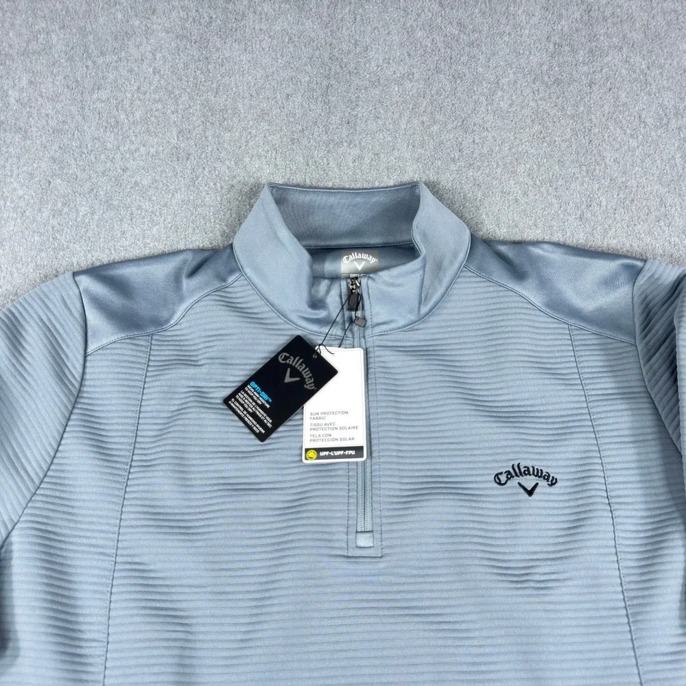 Callaway Sweatshirt Mens 2XL Blue Opti-Dri Quarter Zip‎ Golf UPF 50 Pullover NEW